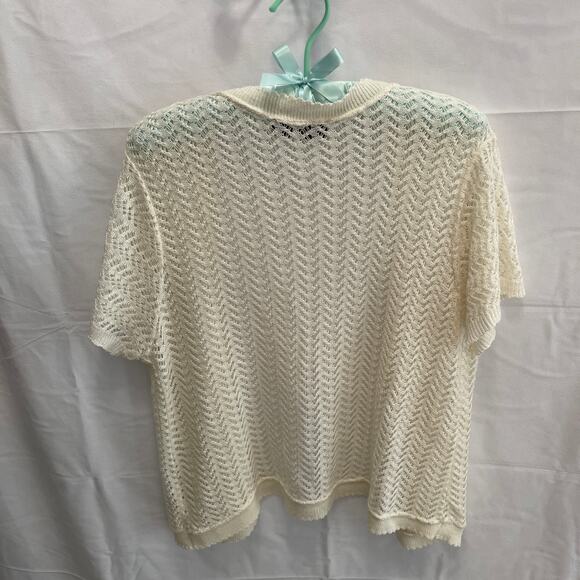 Women's Basic Edition Cream Acrylic  Crochet Cardigan Size XL Clothing - Picture 3 of 3